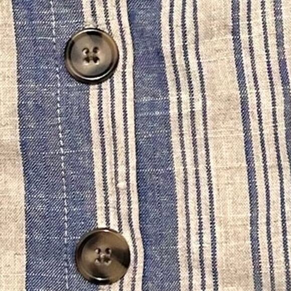 TORRID 1 Plus Size Linen Blend Button Crop Tank Top Beige & Blue Stripe, NWT - Picture 9 of 9